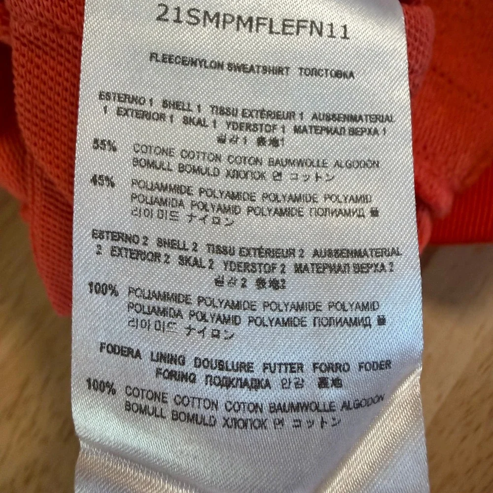 Parajumpers Fleece Nylon Jacket Mens Size M Neon Orange Full Zip Sweatshirt